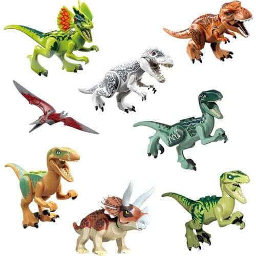 8pcs/set Dinosaurs Jurassic World DIY Figures Building Tyrannosaurus Assemble Building blocks Classic with Kids Toy gift