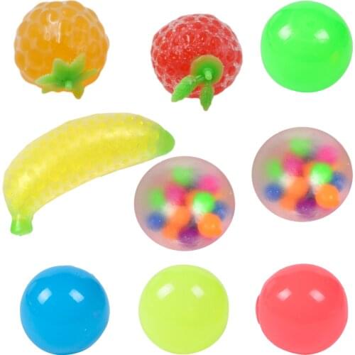 9pcs Fun Soft Fruit Anti Stress Ball Stress Reliever Toy For Kids Adult Anxiety Stress Relief Fidget Decompression Sensory Toy