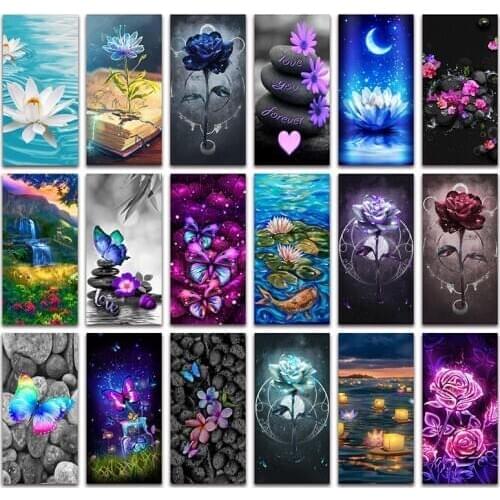 Diamond mosaic Flowers orchid 5D DIY Diamond painting Cross stitch colorful lotus rose Full Square Diamond embroidery butterfly