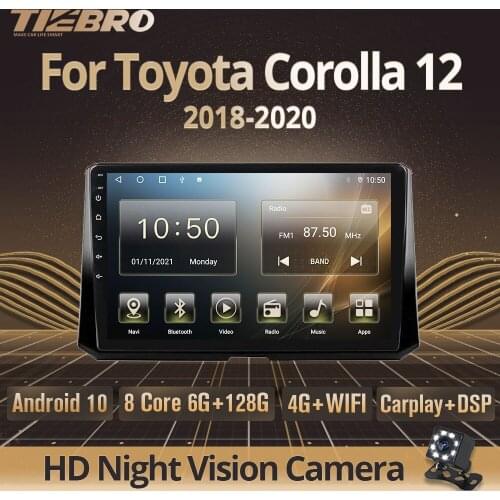 Tiebro 2DIN Android10.0 Car Radio For Toyota Corolla 12 2018-2020 Radio 2 Din Android Stereo Receiver Car Multimedia Player DSP