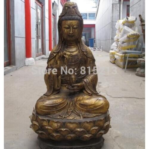 Bi0011620 China Buddhism Classic Bronze South Sea Kwan-yin Bodhisattva Buddha statue