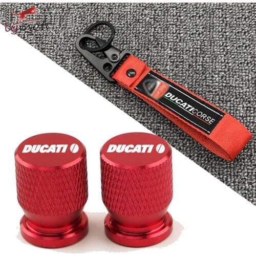 Motorcycle Embroidery Keychain Keyring For Ducati Monster 821 696 795 797 2013-2019 Tyre Valve Air Port Cover Caps Accessories