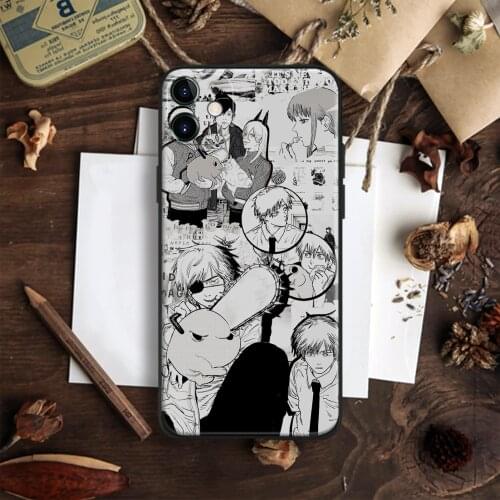 Chainsaw Man Collage Anime Glass Soft Silicone Phone Case FOR IPhone SE 7 8 Plus X XR XS 11 12 Mini Pro Max Sumsung Cover Shell