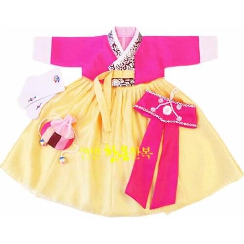 Children Korean Girl Hanbok Dress Costume Ethnic Dance Traditional Long Sleeve Cosplay Free Shipping