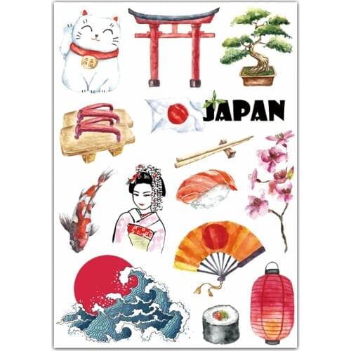 14x Sticker Japan Style A4 Size Phone iPad Tablet Laptop Luggage Skateboard Wall Bicycle Motorcycle Auto Car Styling Decal