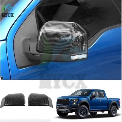 Fit for Ford Raptor F-150 2017-2020 Car Accessories ABS Carbon Color Rear View Side Door Mirror Sticker Cover 2pcs
