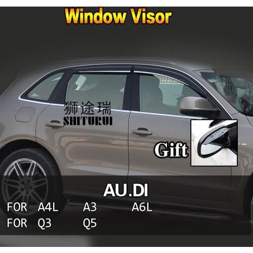 SHITURUI Window Visor Vent Sun Rain Deflector Guard For AUDI A4L A6L A3 Limousine Q5 Q3 Q7 2016-2018 2017 2015 2012-2016