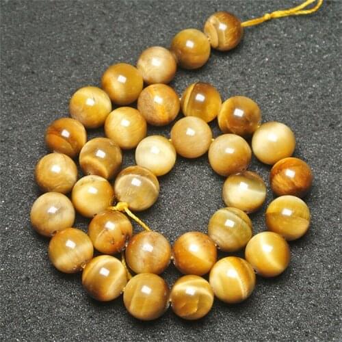 Wholesale natural Top Grde A grade Golden tiger eye smooth round beads stone 15" for jewelry making design 6-12mm