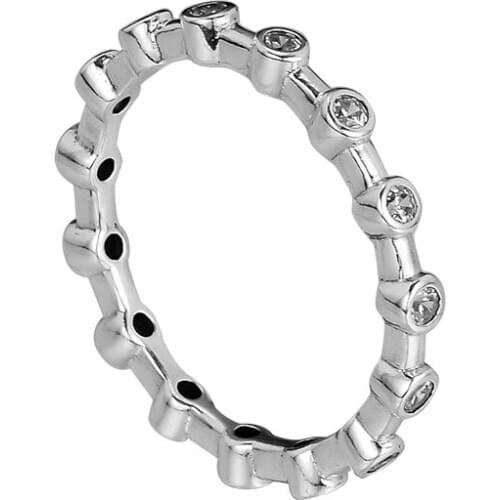 Dazzling Dots Rings 100% 925 Sterling Silver Jewelry with Clear CZ Free Shipping