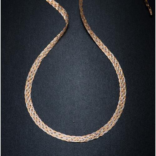 Necklace For Women Men Unisex 18K Pure Gold Weaving Chain Flat wide chain Knitted Chains Necklace Choker Vintage Collares Mujer