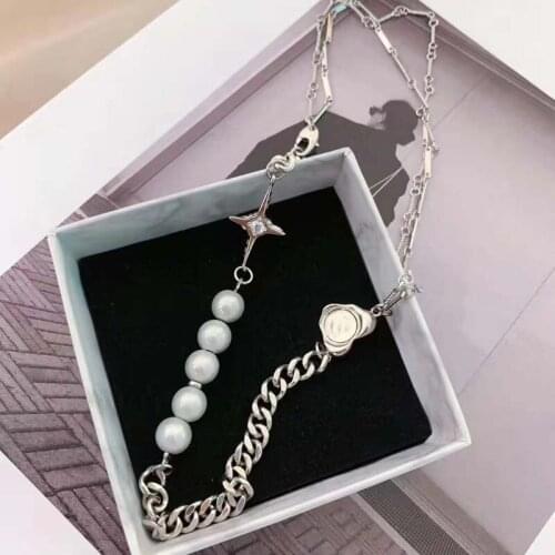 Stitching necklace female clavicle chain 2021 new trendy light luxury collar niche design necklace
