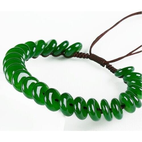 Authentic jade 2 type moisturizing jade bracelet woven hand rope jade jewelry