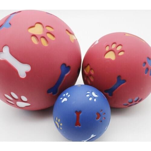 Dog Toy Rubber Ball Chew Dispenser Leakage Food Play Ball Interactive Pet Dental Teething Training Toy Blue Red Diameter 7.5cm
