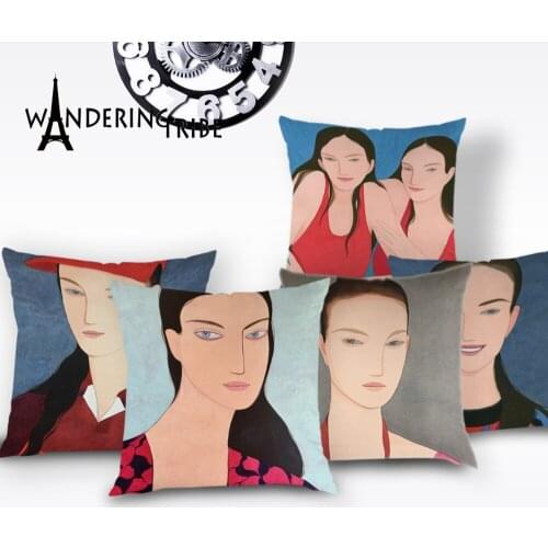Portrait Pretty Girl Cushion Cover Nordic Colorful Throw Pillow Case Beautiful Home Decor High Quality Chair Sofa Pillows Covers