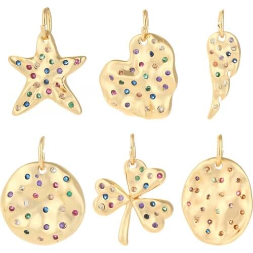 Geometric Charms for Jewelry Making Supplies Gold Star Charm Pendant Diy Design Charms for Earrings Necklace Bracelet Copper CZ