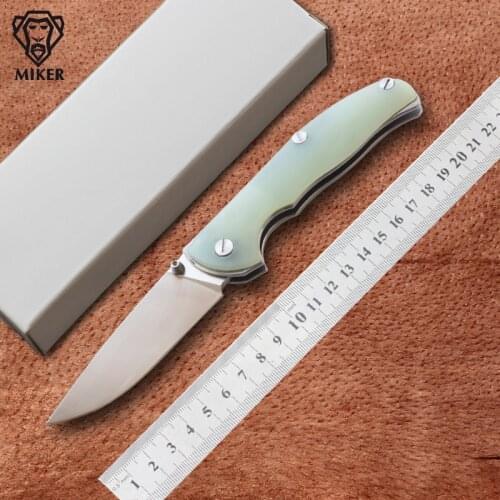 MIKER Tabargan95 folding knife 9Cr18Mov blade Jade handle axis system outdoor Survival camp hunt Tactical pocket knife EDC tool