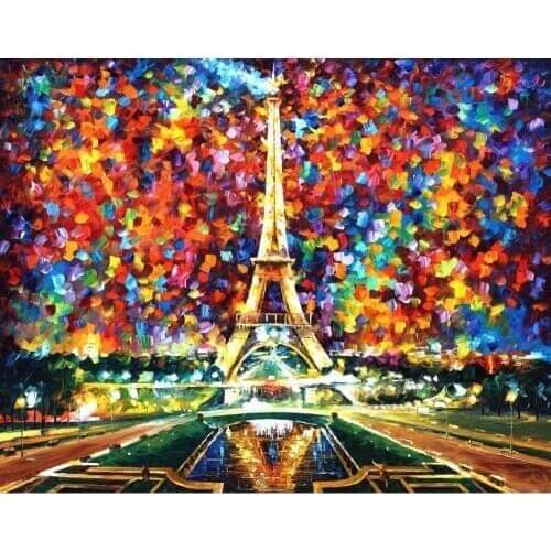 Handmade Contemporary art Eiffel paris of my dreams Palette knife oil paintings cityscape picture for living room High quality