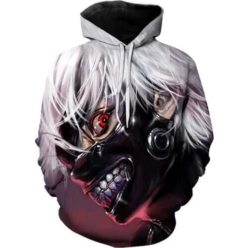 Tokyo Ghoul Hoodies Mens Hoodie Pullovers Ken Kaneki 3D Print Hooded Sweatshirts Cosplay Costume Unisex Streetwear