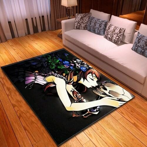 Horror Skulls 3D Printing Carpets For Living Room Bedroom Decor Carpet Halloween Party Flannel Home Area Rugs Kitchen Floor Mats