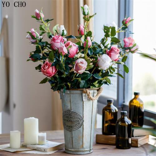 YO CHO Wedding Rose Artificial Flowers Flores Autumn Decoration Peony Fake Flowers Artificial Plants Home Decoration Accessories
