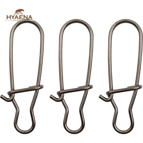 Hyaena 20pcs Stainless Steel Fast Lock Clips Fishing Snaps Tackle Safety Connector Accessories For Lures Hooks
