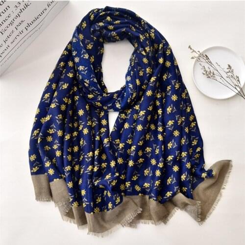 Ladies Spain Fashion Polka Yellow Floral Fringe Viscose Shawl Scarf Autumn Wrap Headband Bufandas Muslim Hijab Sjaal 180*90Cm