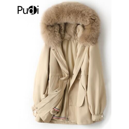 Aorice women real fox fur collar coat jacket parka female rex rabbit liner fur parka trench A10002