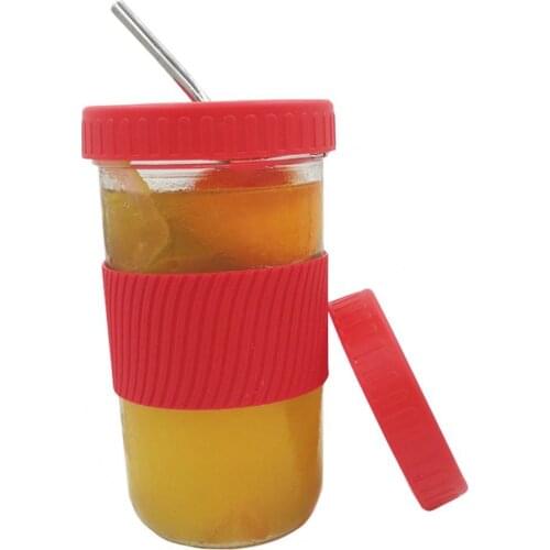 1 Set Water Cup Modern Eco-friendly with Lid Glass Smoothie Tea Drinking Straw Bottle Office Outdoor Travel Bottle