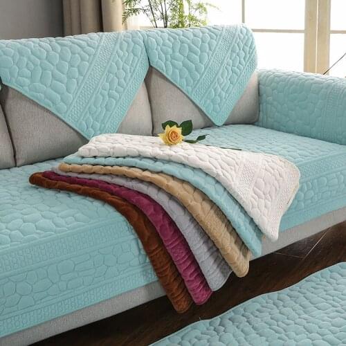 1PC Plush Stone Printed Sofa Covers Non-slip Quilted Corner Sectional Sofa Cover Towel Slipcover One/Two/Three Seat Decoration