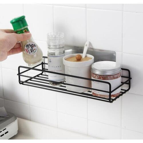 1Pc Iron Bathroom Storage Rack Kitchen spice Storage Holder Seasoning Storage Shelf Self-adhesive Shower Organizer Accessories