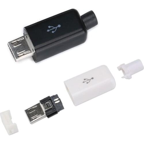 10/5pcs Micro USB 5PIN Plug Connectors Welding Type Male Charger 5P USB Tail Charging Socket 4 in 1 White Black