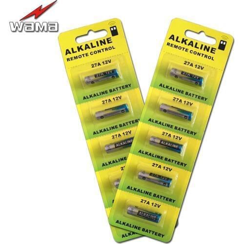 10pcs/2card Wama 27A 12V Alkaline Battery Cells 27AE 27MN Primary Dry Batteries For Car Remote Watch Toys