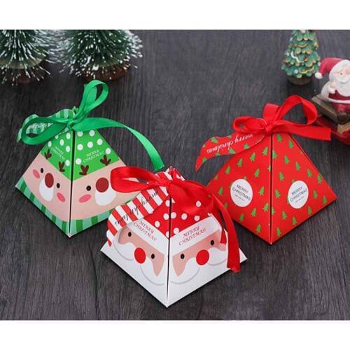 10PCS / Set Merry Christmas Candy Box Bag Christmas Tree Gift Box With Bells Paper Box Gift Bag Container Navidad Supplies