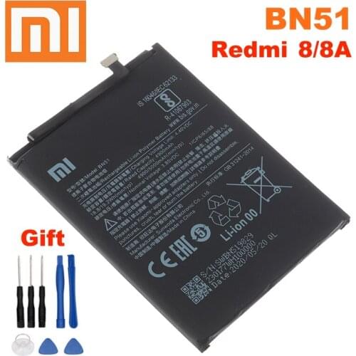 100% Xiao Mi Original Battery BN51 5000 mAh for Redmi 8/8A High Quality Phone Replacement Batteries+TOOL