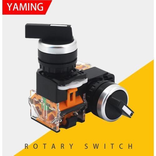 2pcs Rotary Switch 22mm LA38-11X2 Knob 2/3 Position Selector Long/Short Handle Screw Terminal Lock/Latching Momentary/Reset