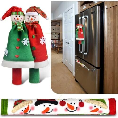 Christmas Microwave Anti-collision Handle Set Refrigerator Protective Cover Cloak Doll