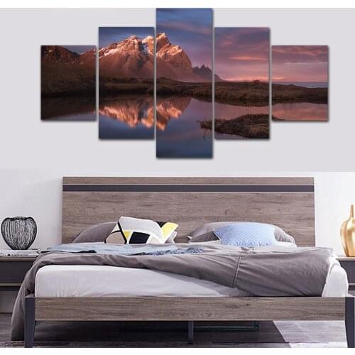 5 Pieces Painting Mountain Lake Reflection Picture Decoration Home Wall Art Posters And Prints Giclee Artwork