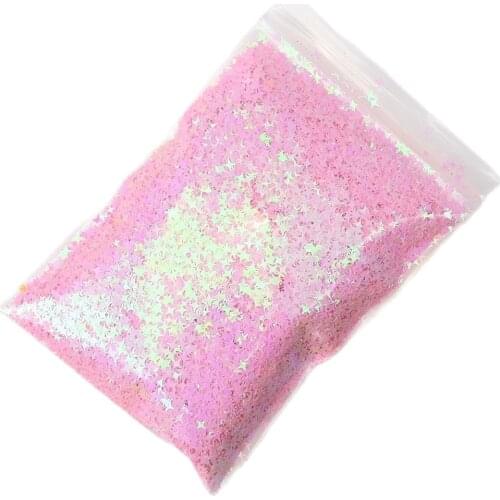 50g TETRAGONAL STAR Nail Glitter Mixed Purple/ Lake Green/ Autunm-Leaf Yellow/ Sky-Cloud Blue/Candy-Pink Shirmmering PET Sequins