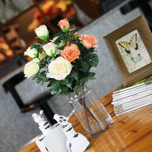 53cm Rose Artificial Silk Flowers Bouquet 7 Heads for Wedding Home Living Room Accessories Decoration Room Decor