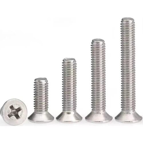 Free shipping 100PCS M1 8cm 304 Stainless steel Cross Phillips Flat Countersunk Head Screw Bolt