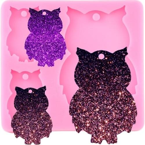 Shiny Clossy Owl Silicone Mold Epoxy Resin Craft Keychain Mould Pendant Polymer Clay Moulds DIY Handmade Molds