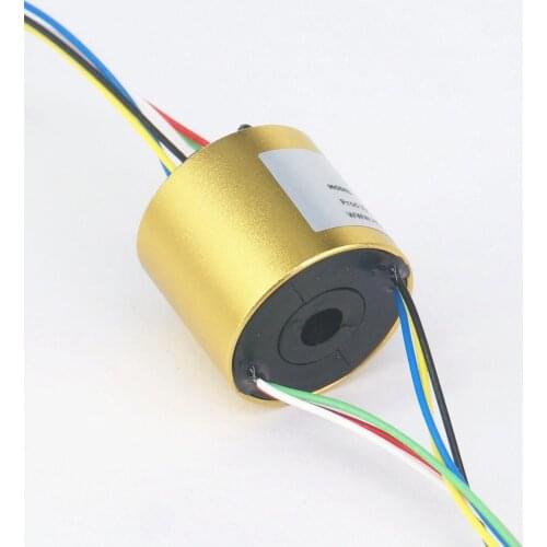 7mm Hole 33mm OD 6 Wires 5A 250Rpm Aluminum Capsule Slip Ring Alloy Case For Monitor Robotic Wind Power Generator IP51