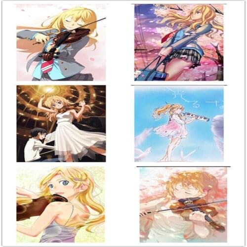 Coscase Japan Anime Your Lie in April Shigatsu wa Kimi no Uso Miyazono Kaori Home Decor Wall Scroll Poster Decorative Pictures