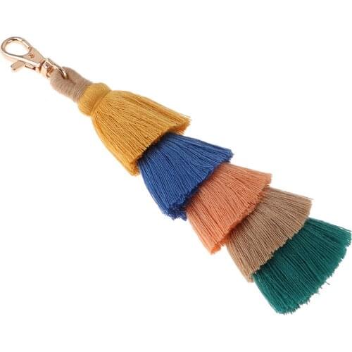 Colorful Tassel Keychain for Women,Cute Boho Bag Charm Pendant Keyring Purse Handbag Decor