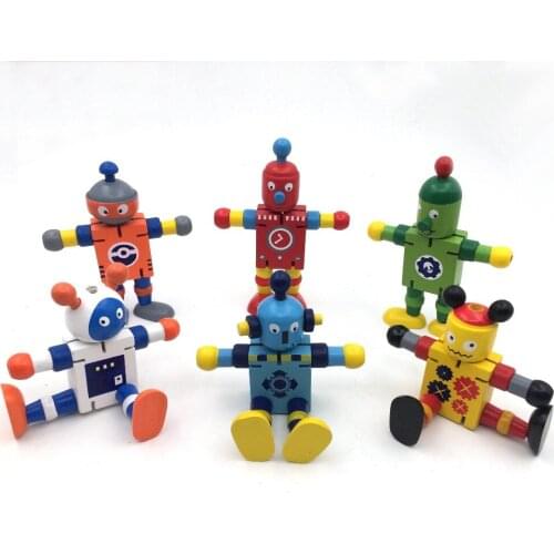 Kids toys manual deformation doll wooden elastic robot wooden joint sports doll childrens educational toys baby supplies