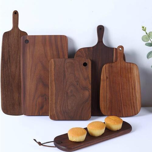 Japanese black walnut chopping board, chopping board, fruit board,Wood Bread tray, Western pizza sushi steak tray