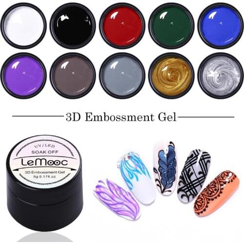 LEMOOC 3D Emboss 5ml Gel Polish Carving Painting 5ml Soak Off UV LED DIY Gel Lacquers Enamel Design Sweater Sculptuur Nails Art