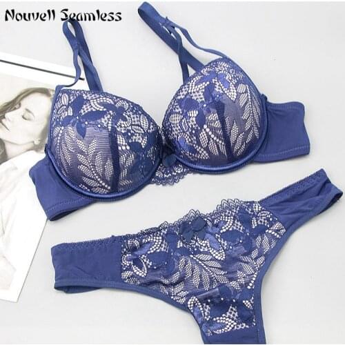 2021 New Lace Embroidery Bra Sets Women Plus Size Push Up Underwear 32/34/36/38/40 ABCDE Cup For Girls Lingerie
