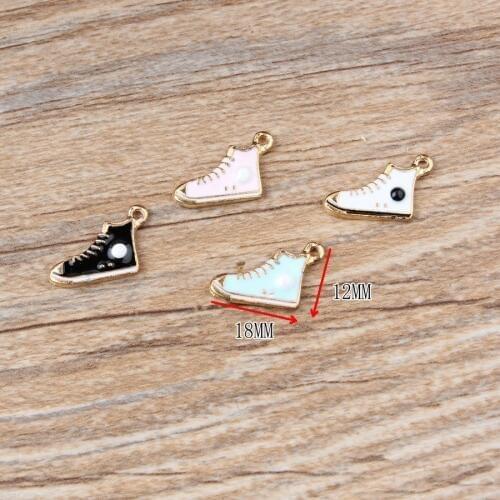 MRHUANG Oil Drop Charms 10pcs/lot Fashion Shoes Pendants Gold-Color Enamel Charms Fashion Jewelry Accessories