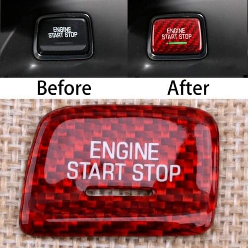 Red Keyless Engine Start Stop Button Decorative Trim Cover Carbon Fiber Fit for Chevrolet Camaro Corvette C7 2019 2018 2017 2016